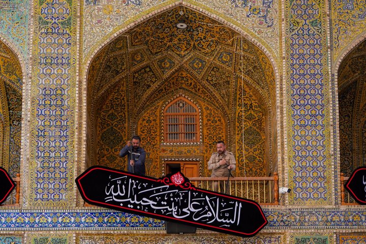 The Holy Alawi Shrine has been draped in black to mark the martyrdom anniversary of Lady Fatimah al-Zahra (SA).