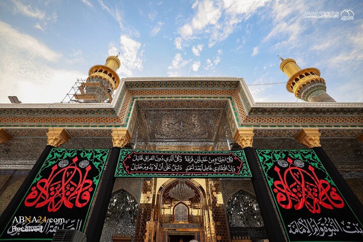 سیاه‌پوشی حرم مطهر کاظمین(ع) در سالروز شهادت حضرت فاطمه زهرا(س)