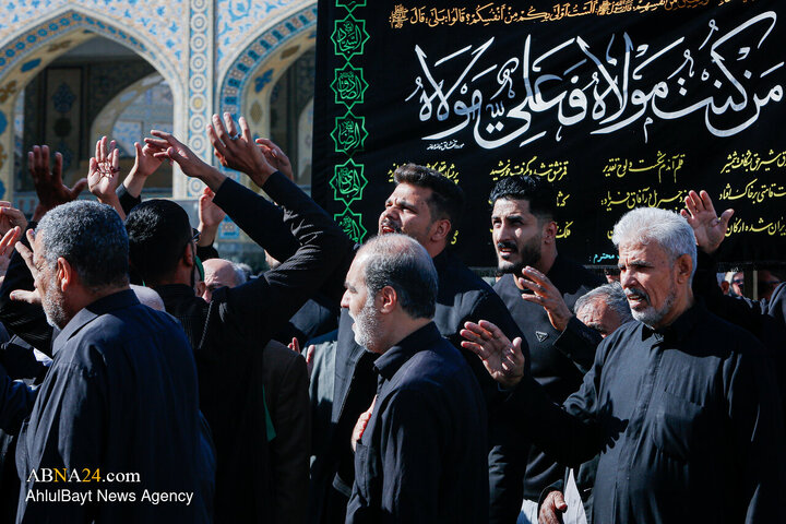 سوگواری زائران رضوی و دسته عزاداری خادمان حرم علوی در ایام فاطمیه