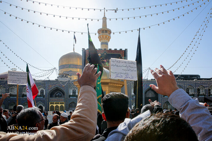 سوگواری زائران رضوی و دسته عزاداری خادمان حرم علوی در ایام فاطمیه