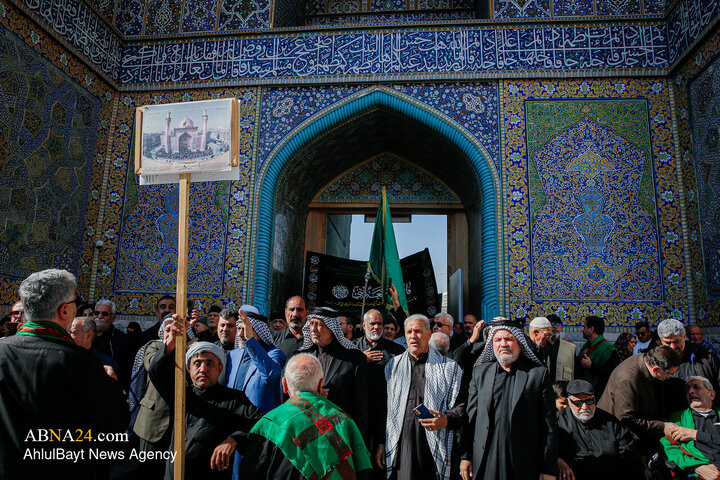 سوگواری زائران رضوی و دسته عزاداری خادمان حرم علوی در ایام فاطمیه