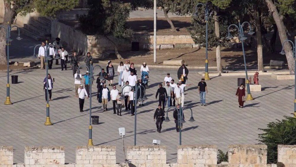 Israeli settlers storm Al-Aqsa Mosque courtyards under Israeli forces' protection