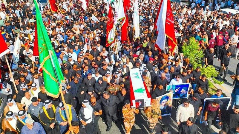  فيديو | تشييع رمزي مهيب للسيد الشهيد "حسن نصر الله" في العراق