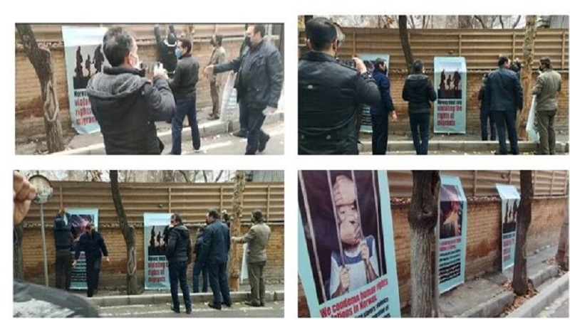 Human rights activists gather in front of Norway Embassy