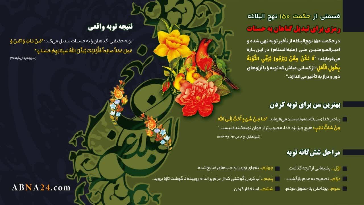 اینفوگرافی / درس هایی از نهج‌البلاغه :نتیجه توبه واقعی