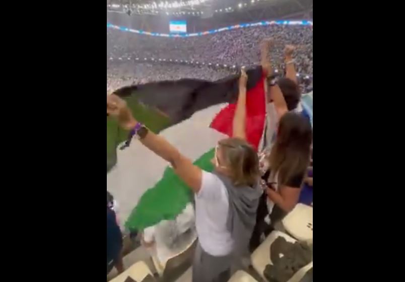 Video: Football fans raise Palestine flag at FIFA World Cup during Argentina vs France match