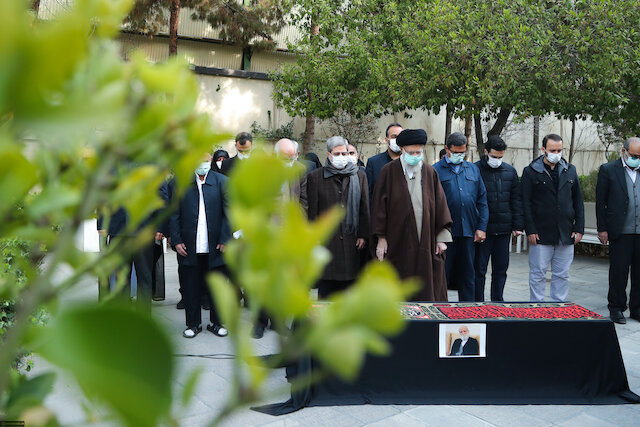  Imam Khamenei prays over deceased Dr. Abbas Sheibani