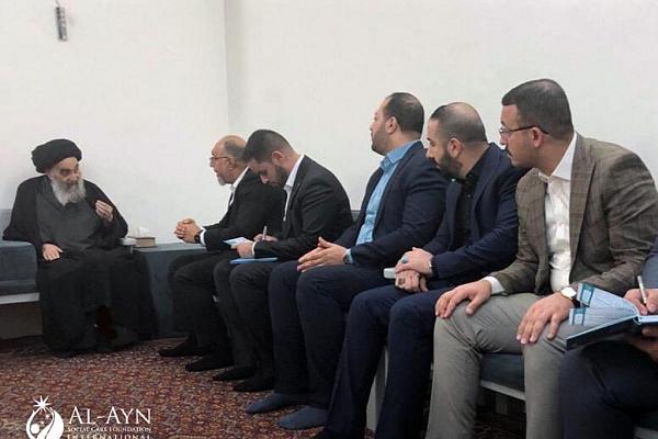 آية الله السيستاني يستقبل وفداً من مؤسسة العين للرعاية الاجتماعية