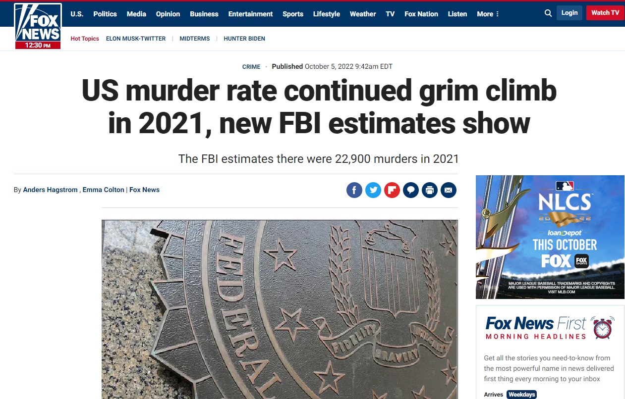 ارزیابی سالانه اف‌بی‌آی از افزایش جرم و جنایت در آمریکا