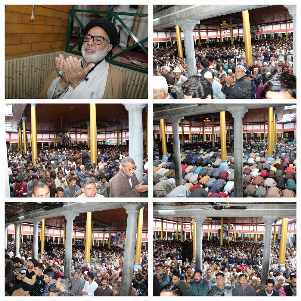 نماز عید کا سب سے بڑا اجتماع مرکزی امام باڑہ بڈگام میں آغا سید حسن کی اقتدا میں منعقد ہوا