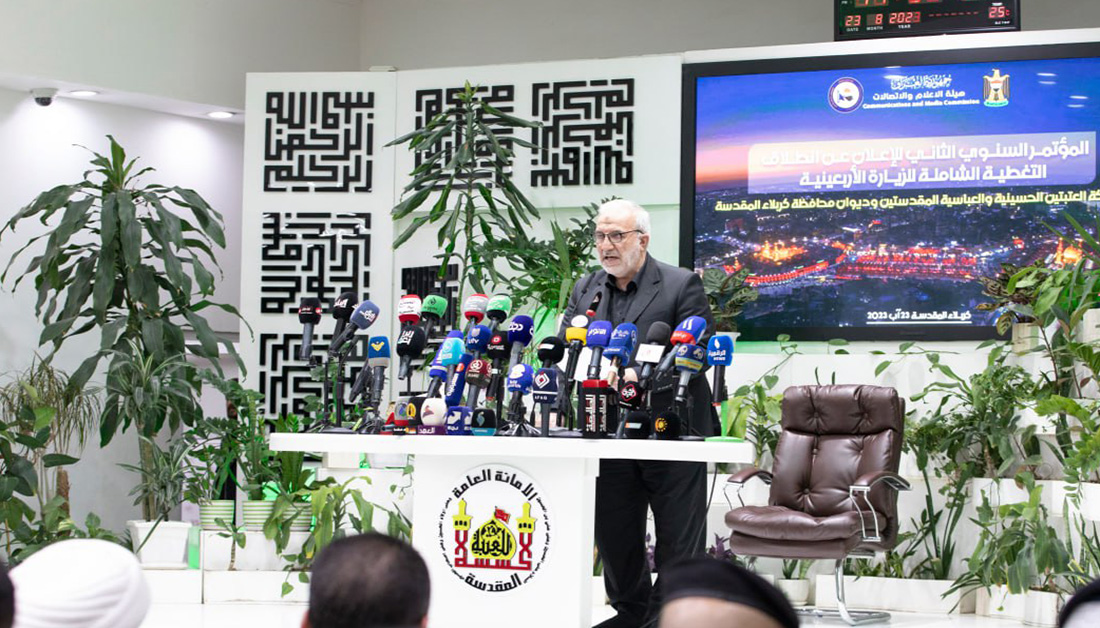 الأمين العام للعتبة الحسينية يدعو وسائل الاعلام إلى العمل الصادق والمساهمة بعدم السماح لترويج السلوك المنحرف الذي يحاول تشويه الثورة الحسينية