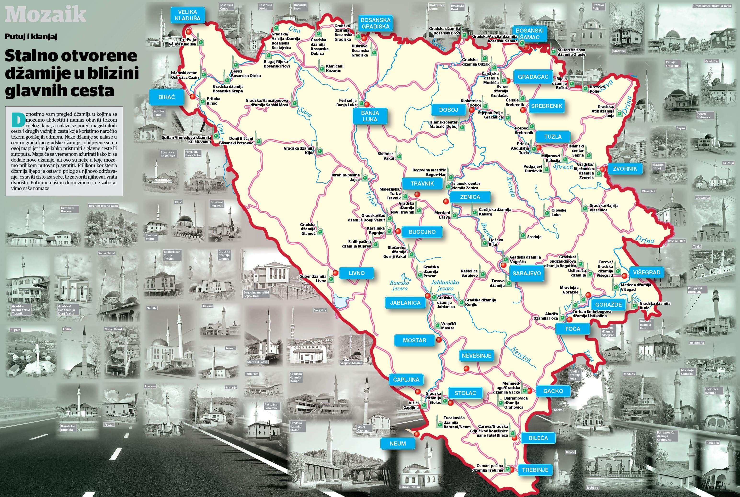 INFOGRAFIKA: Stalno otvorene džamije u blizini glavnih cesta