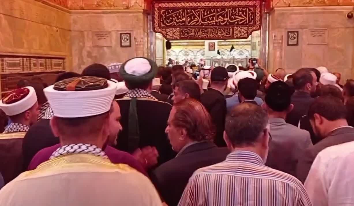 "Nida al-Aqsa" conference: Sunni, Shia scholars visit Imam Hussain holy shrine