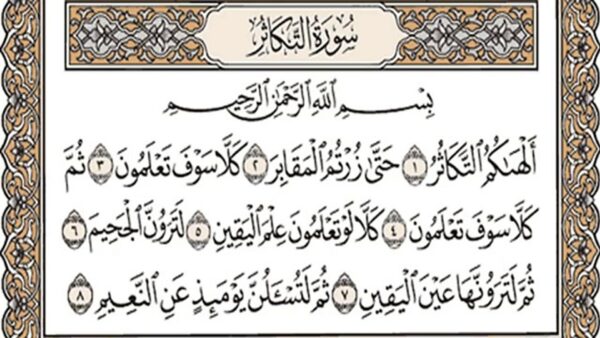 سورة التكاثر وسباق الناس على الدنيا