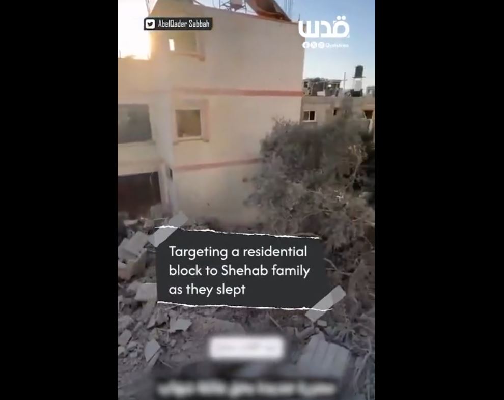 Video: Israeli airstrikes targeted last night a residential block in Jabalia