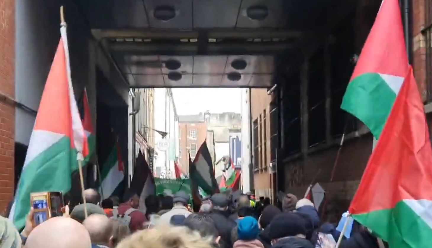 Video: Protesters in Cork, Ireland demonstrate in support for Gaza, calling immediate ceasefire