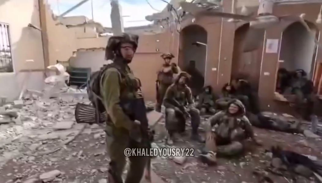 Video: Israeli soldiers turning a Mosque in Gaza into a military site after destroying it