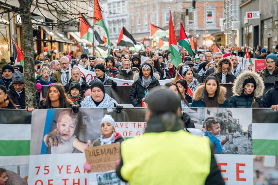 Video: Massive rally in solidarity with Palestine in Aarhus, Denmark