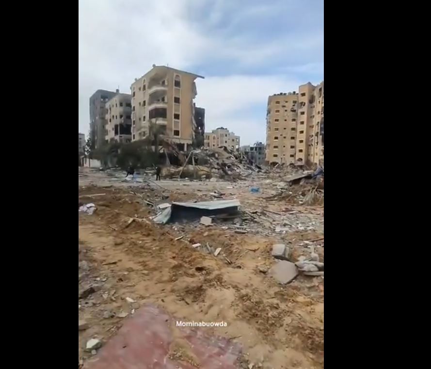 Massive destruction on Al-Rabat Street in northern Gaza as a result of Israeli occupation war