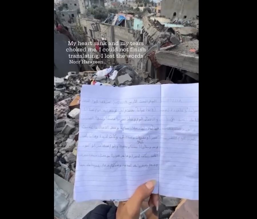 Video: The only thing remain from 11 year old Palestinian girl in Gaza is her diary 