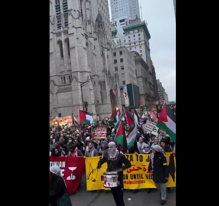 Video: Massive demonstrators in New York City in solidarity with Palestine
