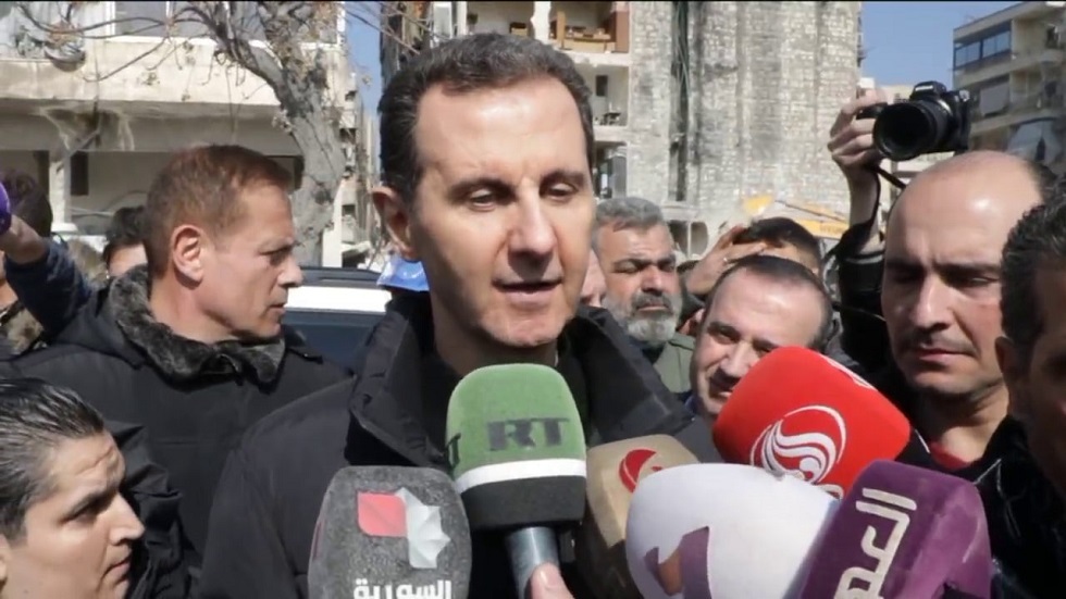 الأسد في حلب المنكوبة: الحالة الإنسانية غير موجودة لدى الغرب تجاه كارثة الزلزال في سوريا
