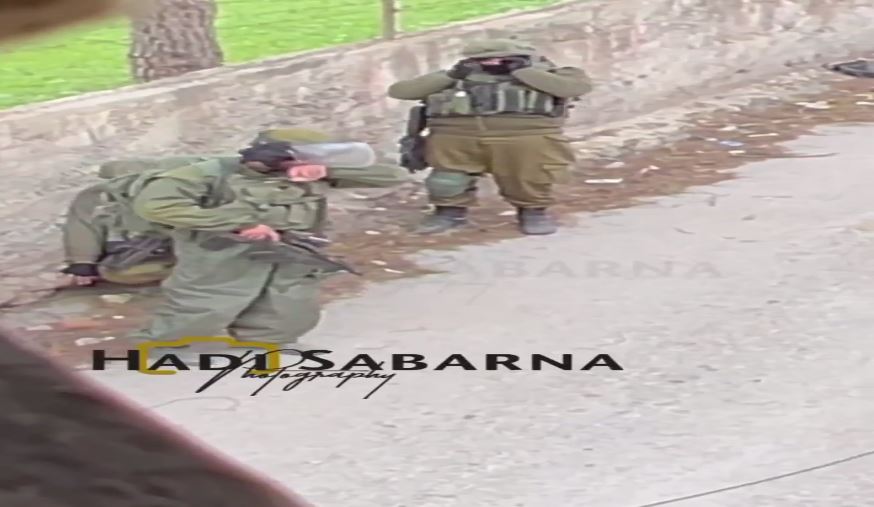 Watch: Israeli soldiers suffocate after inhaling choking gas fired by them at Palestinians in Beit Ummar town