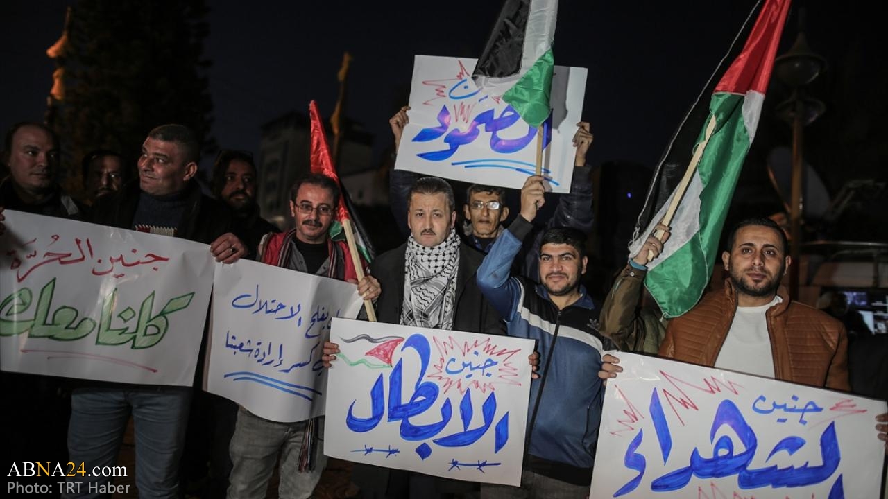 تقرير مصور / احتجاجات في غزة على اعتداءات الصهاينة على جنين