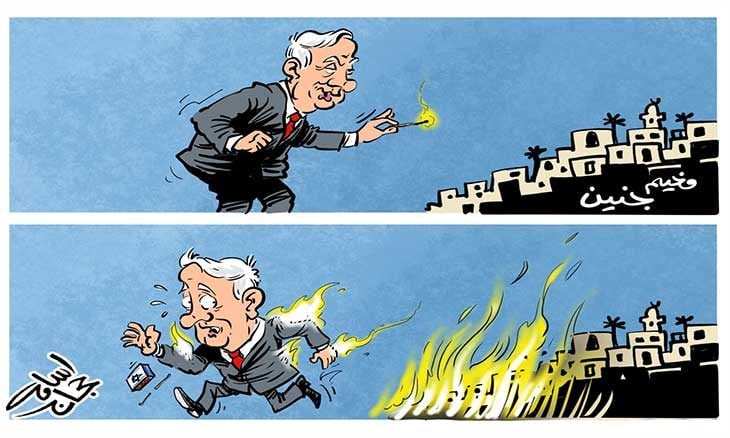 کاریکاتور/ بازی نتانیاهو با آتش در اردوگاه جنین