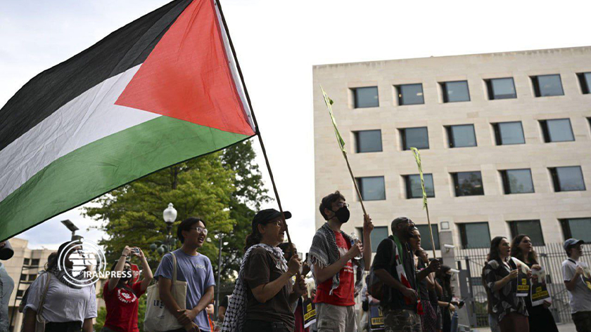 People hold gathering in Washington in solidarity with Palestine
