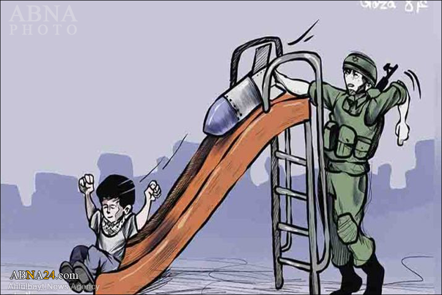 ကာတွန်း ဆရာမှ ပါလက်စတိုင်း ကလေးငယ်အပေါ်  အစ္စရေး ဇီယွန်စစ်သား ၏ ရက်စက် လူမဆန်မှုကို သရုပ်ပြ ရေးဆွဲ ။ ။ cartoon