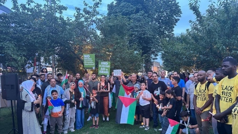 Демонстрация американцев в знак протеста и осуждения преступлений в Дженине