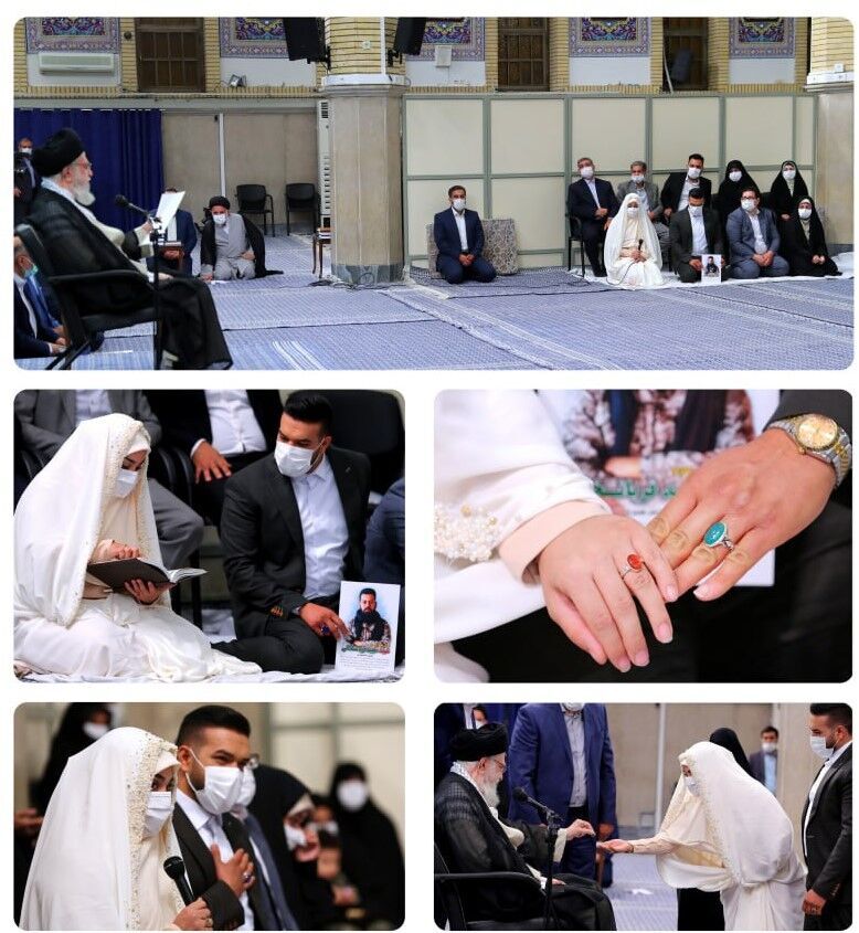 Imam Khamenei concludes marriage ceremony of martyr’s sister