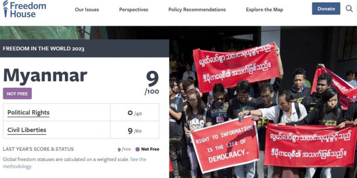 ကမ္ဘာတဝန်း လွတ်လပ်ခွင့်အဆိုးဆုံးနိုင်ငံများတွင် မြန်မာပါဝင်၊ ဆန့်ကျင်သူများကို မြန်မာစစ်တပ်က ရက်စက်ကြမ်းကြုတ်စွာ နှိမ်နင်းနေ