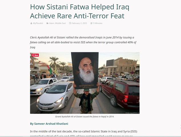 الصحافة الهندية تستذكر فتوى الدفاع الكفائي ضد داعش الارهابي 