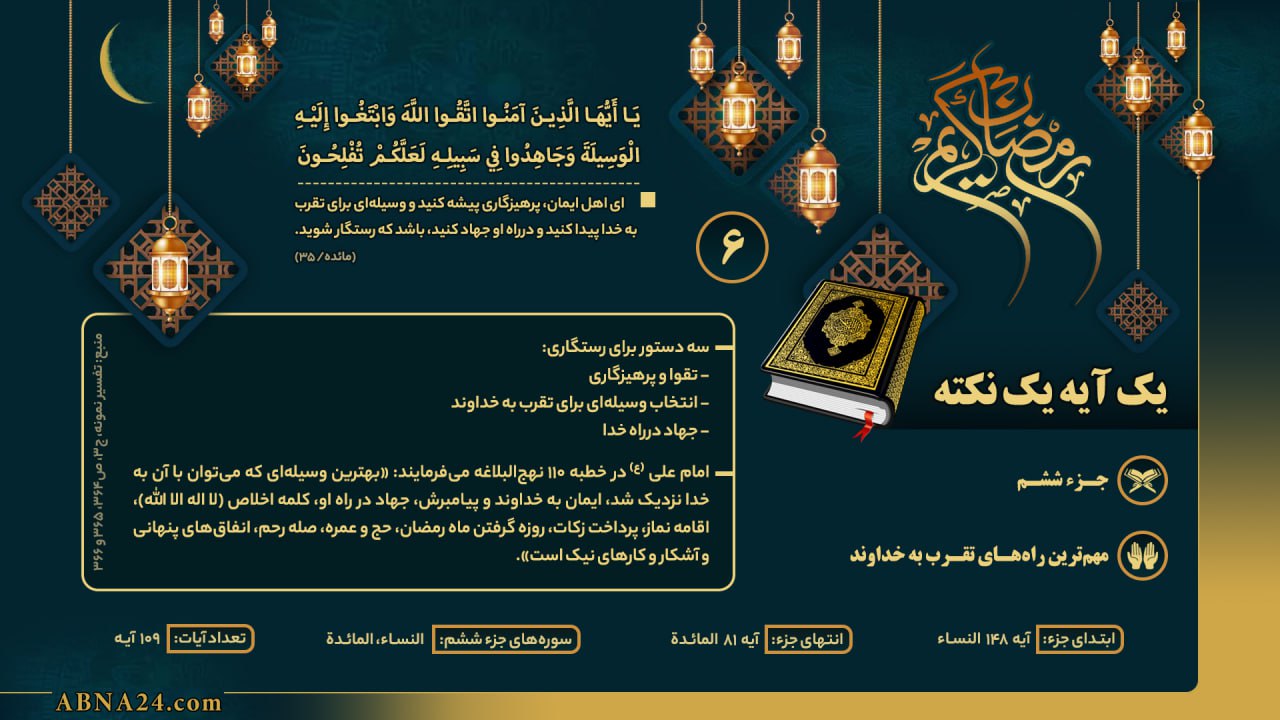 اینفوگرافی/ یک آیه یک نکته - جزء ششم