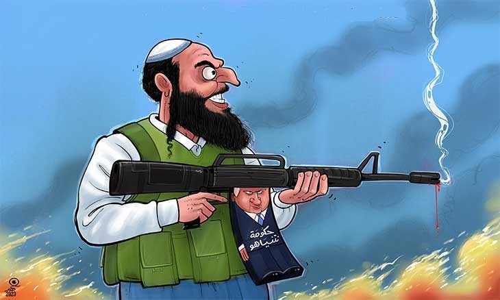 Сионист мүһаҹирләрин фәләстинлиләрә һүҹумлары / Карикатура Сионист мүһаҹирләрин фәләстинлиләрә һүҹумлары / Карикатура