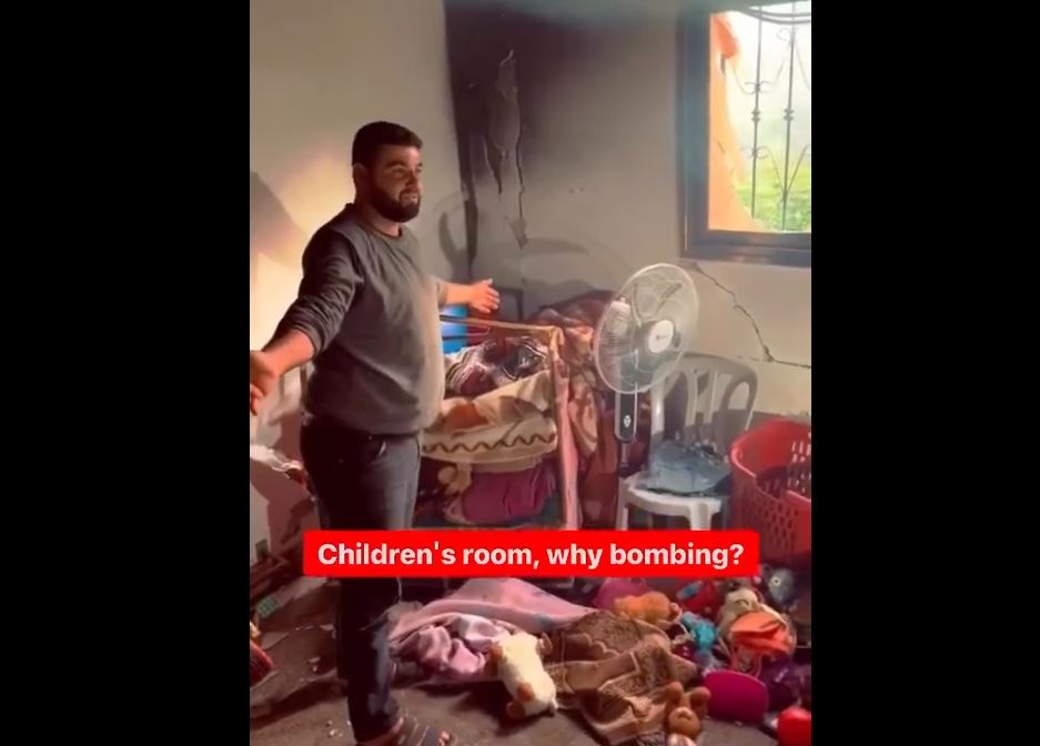 Watch: “My two-week-old baby was about to be killed in Israeli bombardment” says Palestinian father 