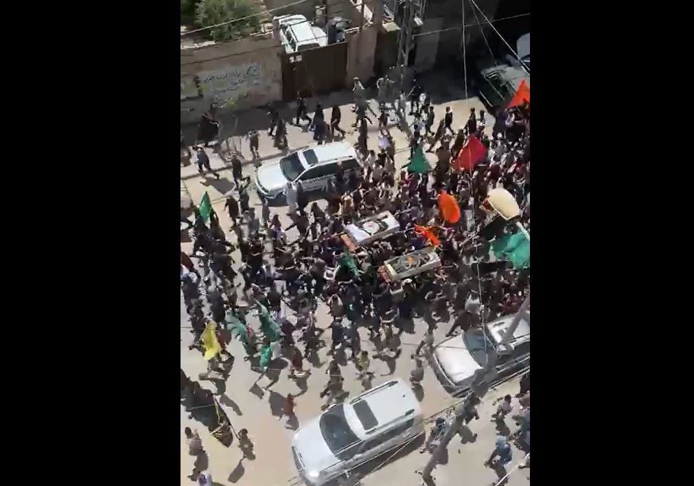 Video: Hundreds take part in funeral of 'Iyad Al-Hasani' a Palestinian leader and his bodyguard