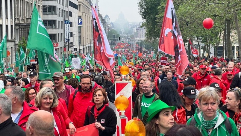 Демонстрация тысяч рабочих в Бельгии