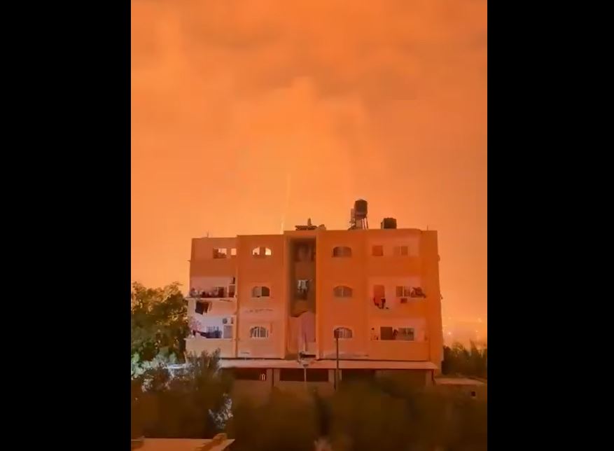 Footage of Israeli airstrikes on Khan Yunis, south of Gaza Strip, earlier tonight