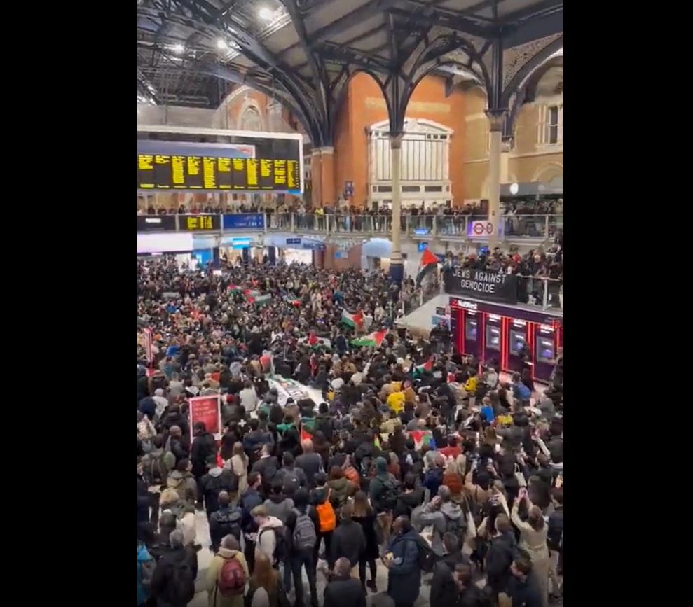 Video: Pro-Palestinian demonstrators stage a sit in at London train station, calling ceasefire in Gaza 