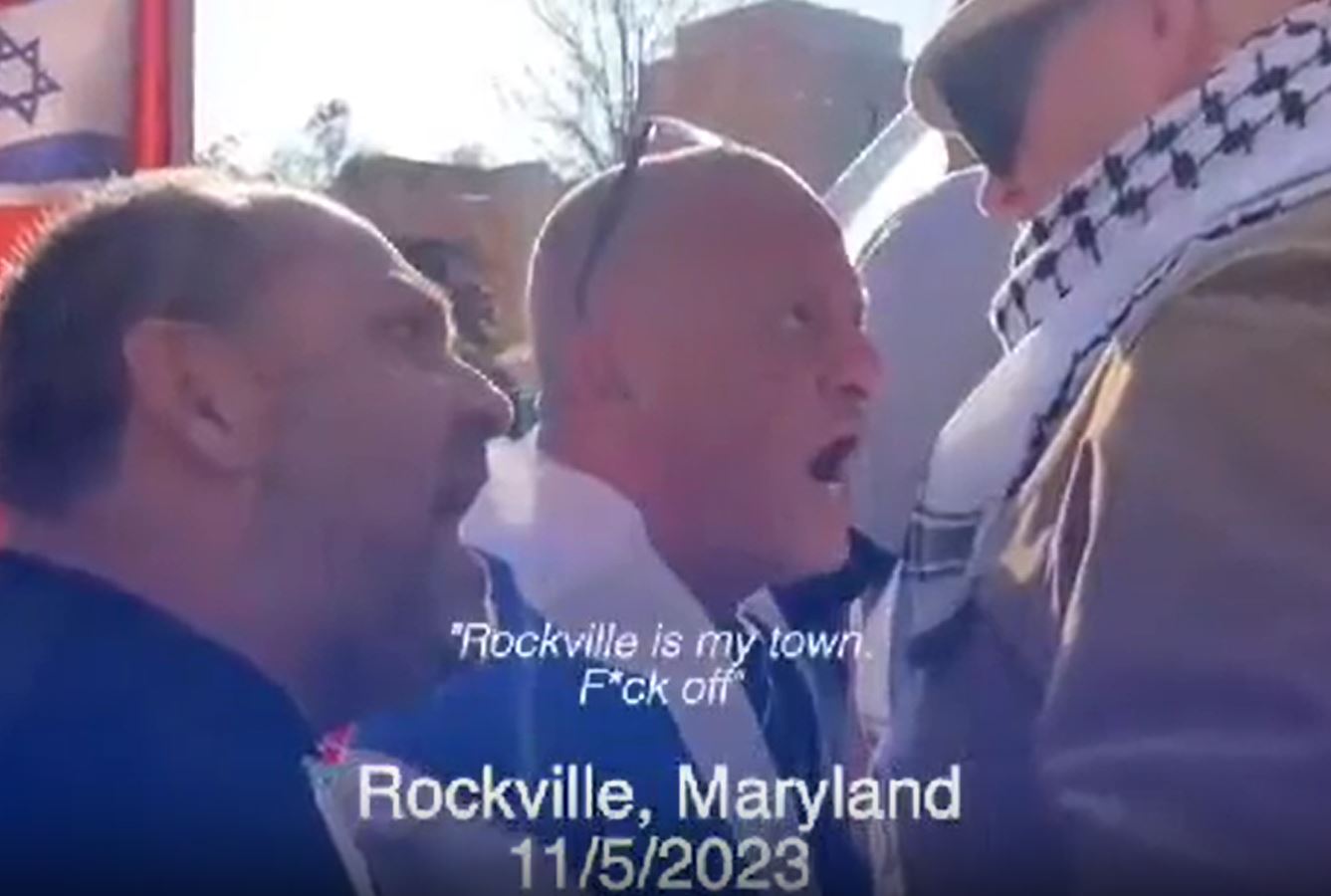 Pro-Israel protest in Rockville, MD: America is ours… because we are white!