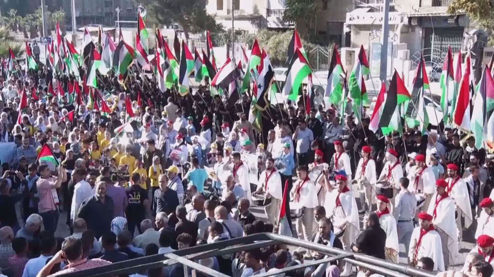 Video: Pro-Palestine rally in Yarmouk camp in Damascus