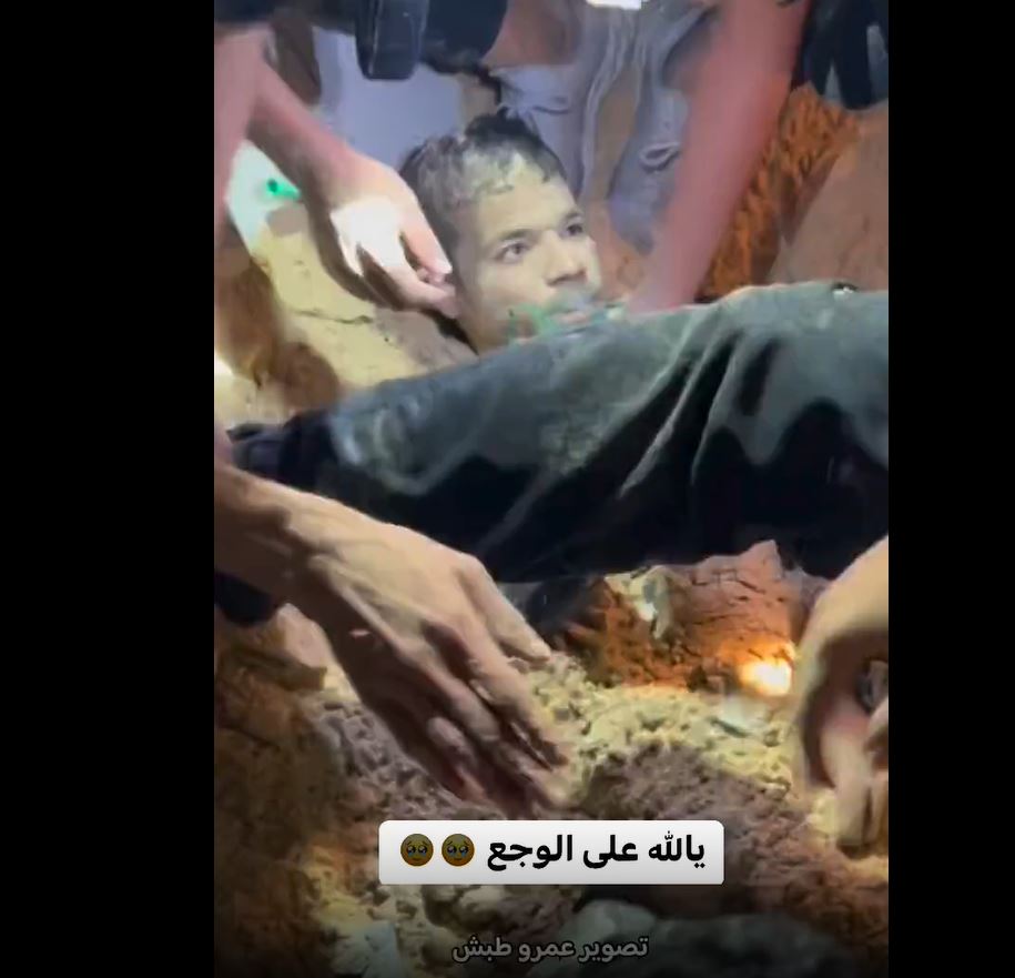 Video: A boy was pulled out alive from under rubble last night in Gaza