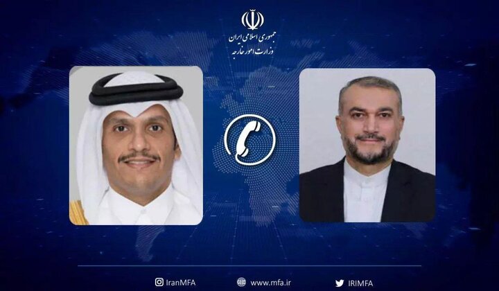 Iran, Qatar FMs confer latest Palestinian developments over phone
