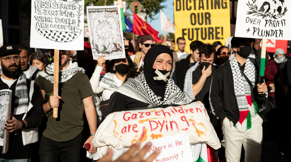 Activists gather outside APEC summit in San Francisco to condemn Israeli genocide in Gaza