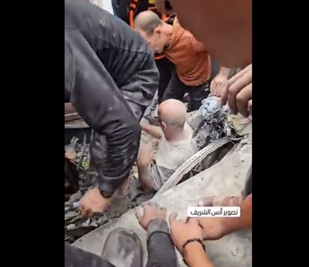 Innocent civilians just pulled out from rubble of a house targeted by Israeli in Jabalia, N Gaza