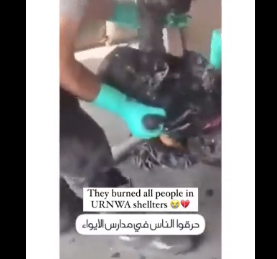 Graphic: Israeli terrorists bombed UN refugee centre, burned entire Palestinians with disabilities to death