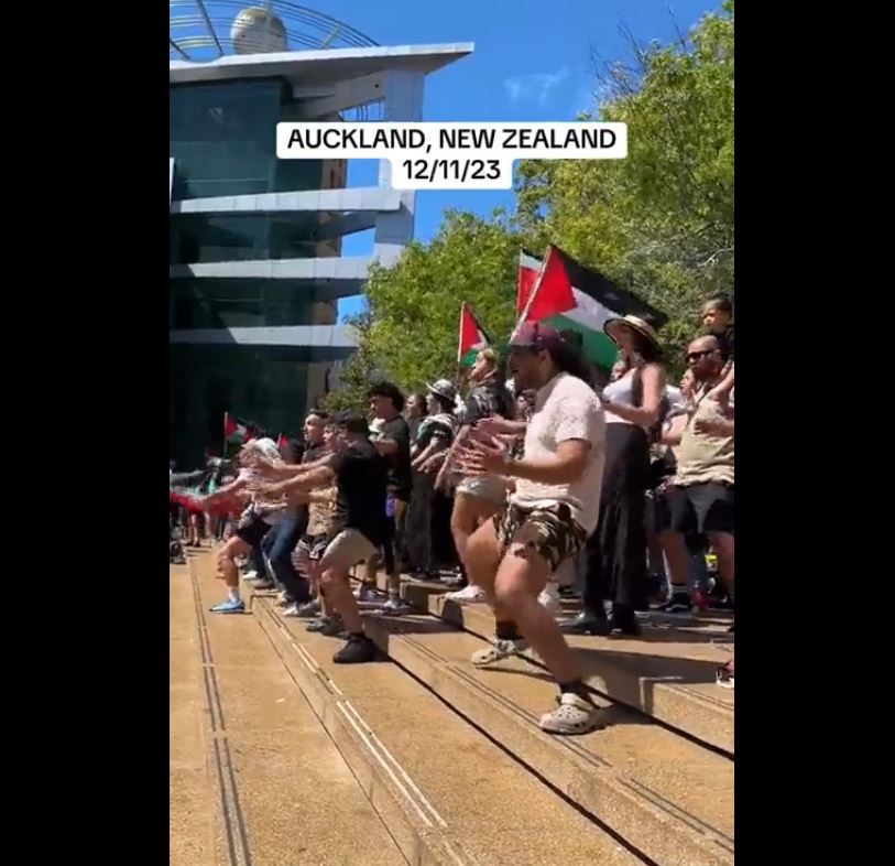 Video: A group of Māoris perform a Haka at Pro-Palestine protest in Auckland, New Zealand